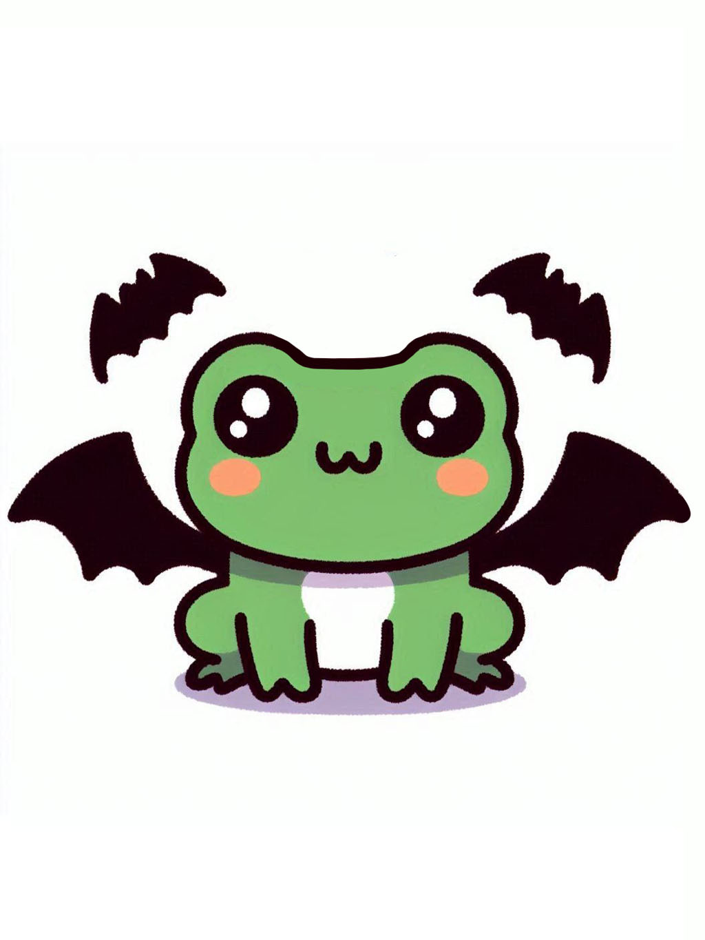 halloween frog drawing ideas of a cute cartoon frog with whimsical bat wings, ready for Halloween shenanigans.